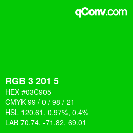 カラーコード: RGB 3 201 5 | qconv.com