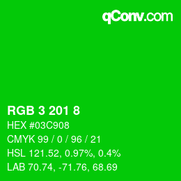 カラーコード: RGB 3 201 8 | qconv.com