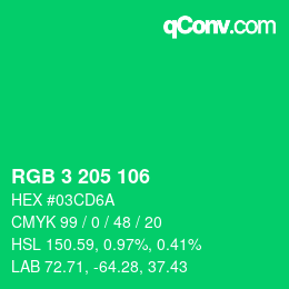 Color code: RGB 3 205 106 | qconv.com