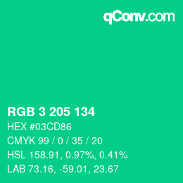 カラーコード: RGB 3 205 134 | qconv.com