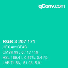 カラーコード: RGB 3 207 171 | qconv.com