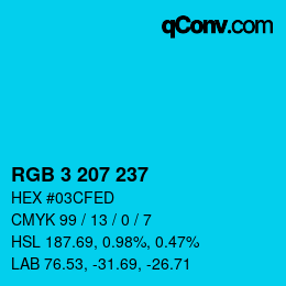 颜色代码: RGB 3 207 237 | qconv.com