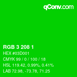 Color code: RGB 3 208 1 | qconv.com