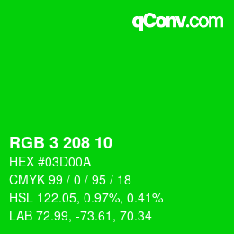 Color code: RGB 3 208 10 | qconv.com