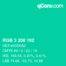 颜色代码: RGB 3 208 162 | qconv.com