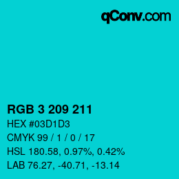 カラーコード: RGB 3 209 211 | qconv.com