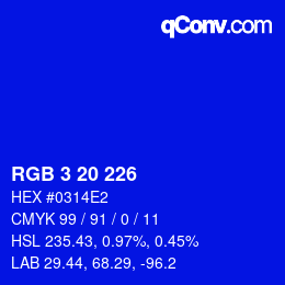 Color code: RGB 3 20 226 | qconv.com