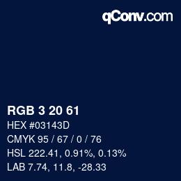 Color code: RGB 3 20 61 | qconv.com