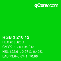 Color code: RGB 3 210 12 | qconv.com