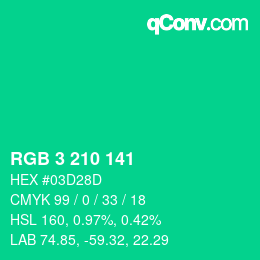 Color code: RGB 3 210 141 | qconv.com