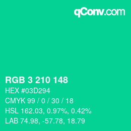 Color code: RGB 3 210 148 | qconv.com