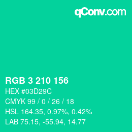 Color code: RGB 3 210 156 | qconv.com