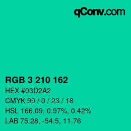 Farbcode: RGB 3 210 162 | qconv.com