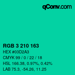 Color code: RGB 3 210 163 | qconv.com