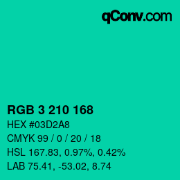 Color code: RGB 3 210 168 | qconv.com