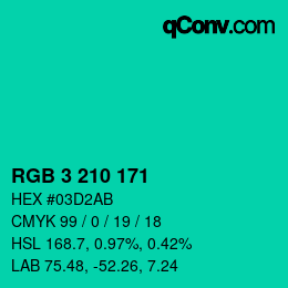 カラーコード: RGB 3 210 171 | qconv.com