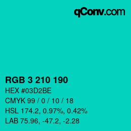 Color code: RGB 3 210 190 | qconv.com