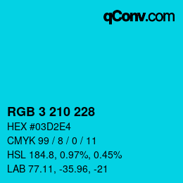 カラーコード: RGB 3 210 228 | qconv.com