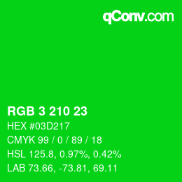 Color code: RGB 3 210 23 | qconv.com