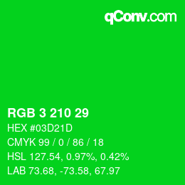 Color code: RGB 3 210 29 | qconv.com