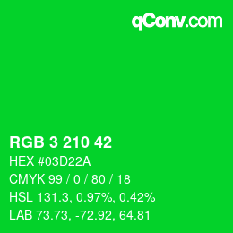 Color code: RGB 3 210 42 | qconv.com