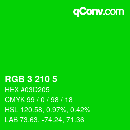 カラーコード: RGB 3 210 5 | qconv.com