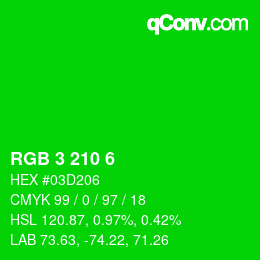 Color code: RGB 3 210 6 | qconv.com