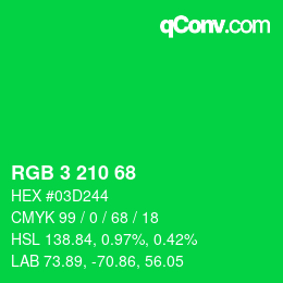 Color code: RGB 3 210 68 | qconv.com