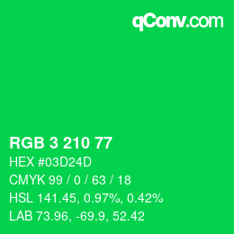 Color code: RGB 3 210 77 | qconv.com