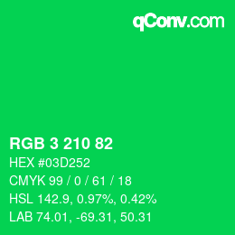 Color code: RGB 3 210 82 | qconv.com