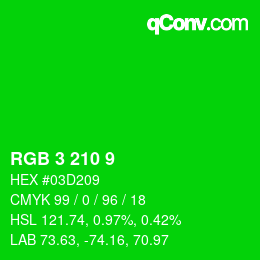 Color code: RGB 3 210 9 | qconv.com