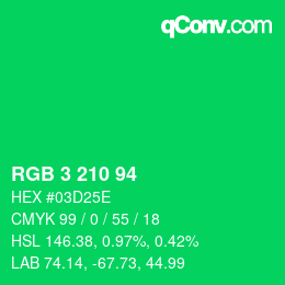 Color code: RGB 3 210 94 | qconv.com