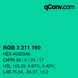 カラーコード: RGB 3 211 160 | qconv.com