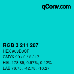 Color code: RGB 3 211 207 | qconv.com