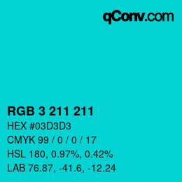 Color code: RGB 3 211 211 | qconv.com