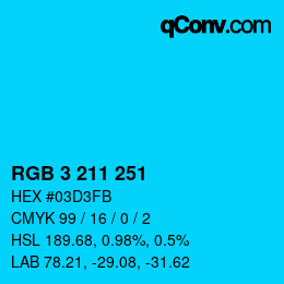 Color code: RGB 3 211 251 | qconv.com