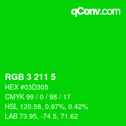 Color code: RGB 3 211 5 | qconv.com