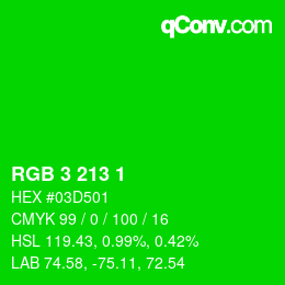 Color code: RGB 3 213 1 | qconv.com