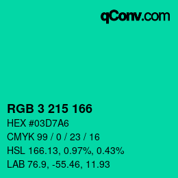 Color code: RGB 3 215 166 | qconv.com