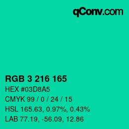 Color code: RGB 3 216 165 | qconv.com