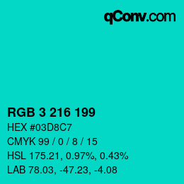 Color code: RGB 3 216 199 | qconv.com