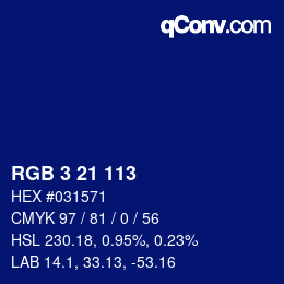 Color code: RGB 3 21 113 | qconv.com