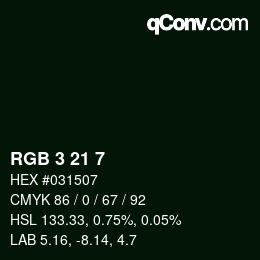 Color code: RGB 3 21 7 | qconv.com