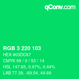 Color code: RGB 3 220 103 | qconv.com