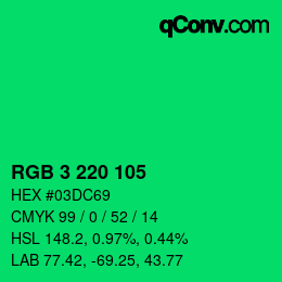 Color code: RGB 3 220 105 | qconv.com