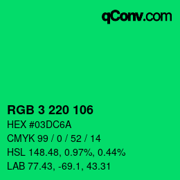 Color code: RGB 3 220 106 | qconv.com