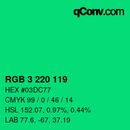 カラーコード: RGB 3 220 119 | qconv.com
