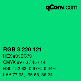 Color code: RGB 3 220 121 | qconv.com
