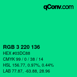 カラーコード: RGB 3 220 136 | qconv.com
