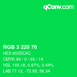 Color code: RGB 3 220 76 | qconv.com